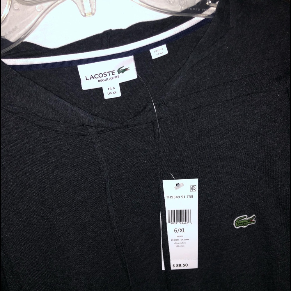 Dark Grey Lacoste, Hoodie sweatshirt size. 6/XL